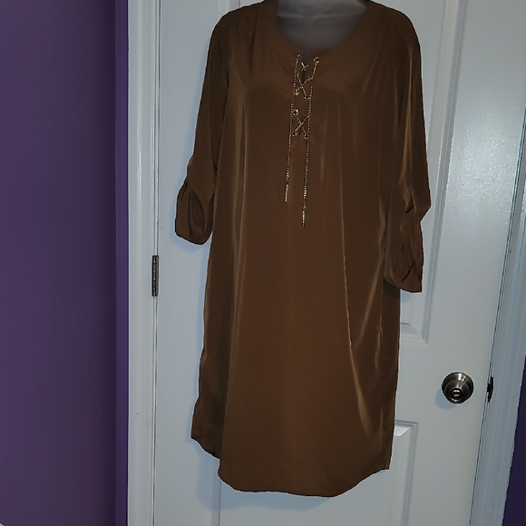 Michael Kors Dresses & Skirts - Michael Kors Tan Lace-Up Dress Sz: XL